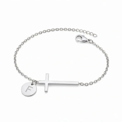 Elodryn™ Pulsera Inicial Sagrada – Cruz Personalizada