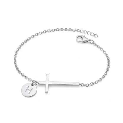 Elodryn™ Pulsera Inicial Sagrada – Cruz Personalizada