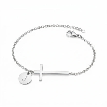 Elodryn™ Pulsera Inicial Sagrada – Cruz Personalizada