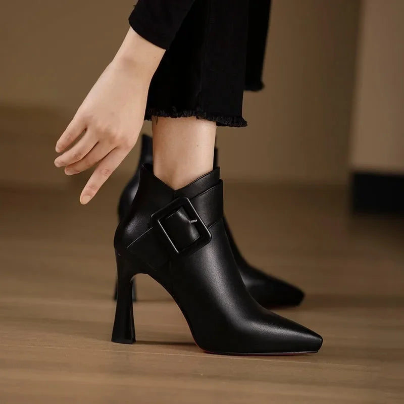 SORELLI™ Botines Elegantes con Tacón y Hebilla