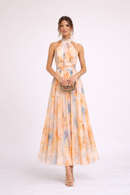 Quincy™ Vestido Halter Acuarela