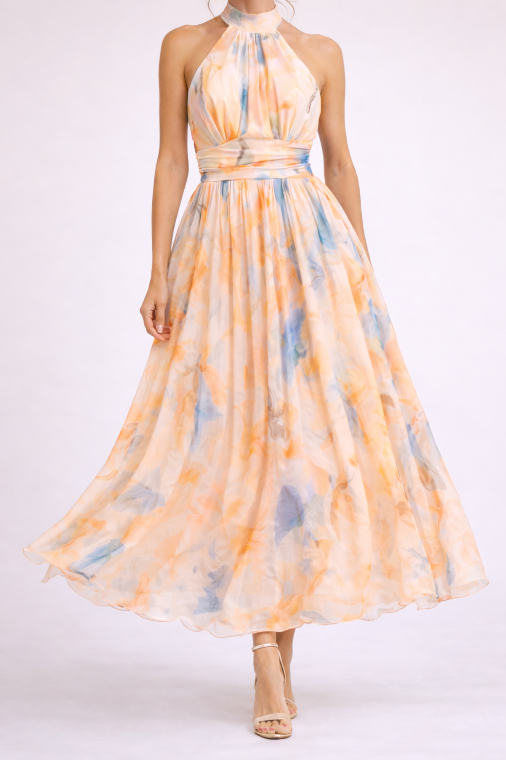 Quincy™ Vestido Halter Acuarela