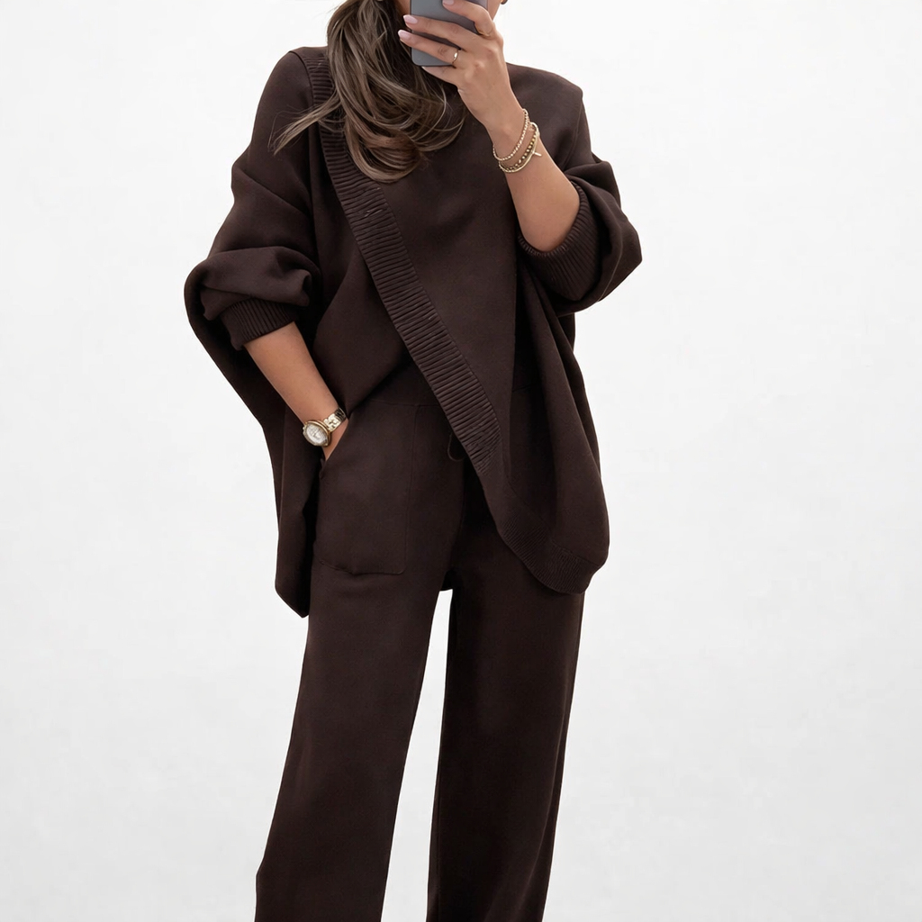 Virelina™ Conjunto oversize de suéter y pantalón cómodo para mujer