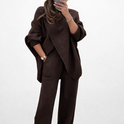 Virelina™ Conjunto oversize de suéter y pantalón cómodo para mujer