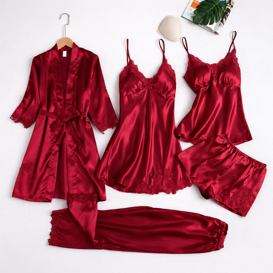 Rosmira™ Set Nocturno Seda Luminosa Cinco Piezas