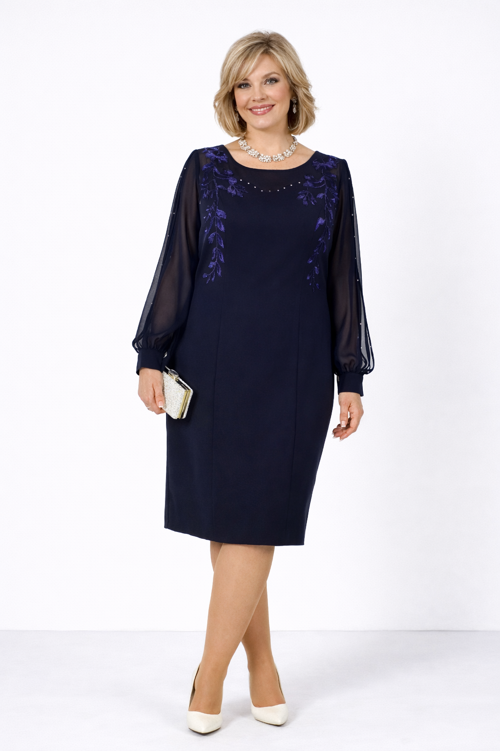 Senara™ Vestido Escote Suave con Bordado