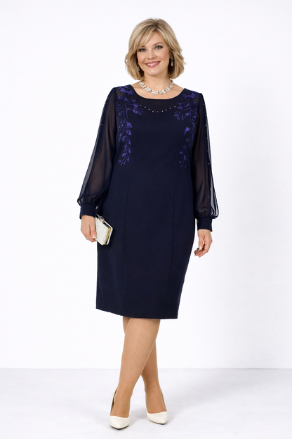 Senara™ Vestido Escote Suave con Bordado