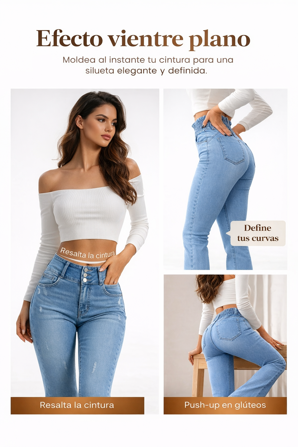 Duvoria™ Jeans Campana Cintura Alta Stretch