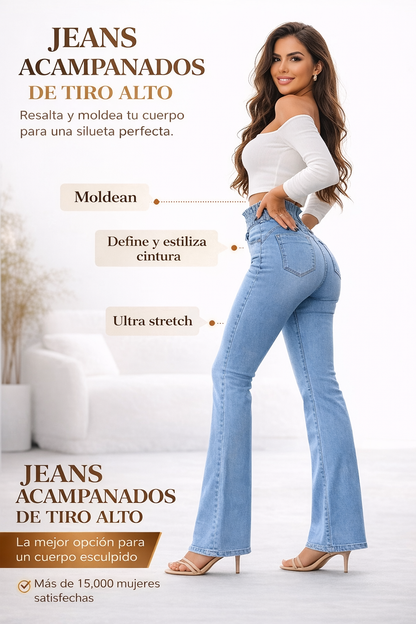 Duvoria™ Jeans Campana Cintura Alta Stretch