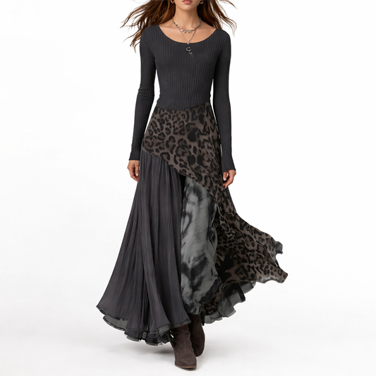 Vireli™ Vestido Largo con Estampado Leopardo Elegante y Fluido
