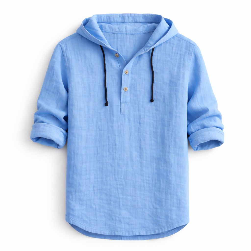 Delvaro™ Camisa masculina de lino con capucha y estilo relajado