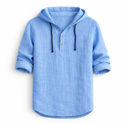Delvaro™ Camisa masculina de lino con capucha y estilo relajado
