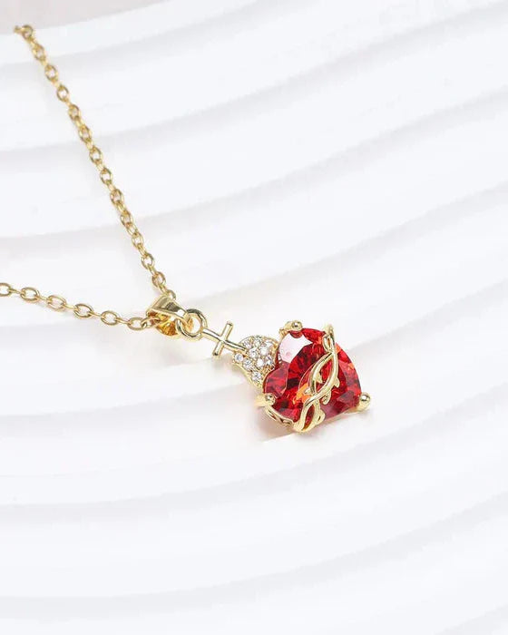 Aurelienna™ Collar del Sagrado Corazón de Jesús con Baño de Oro