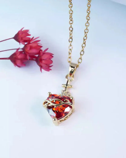 Aurelienna™ Collar del Sagrado Corazón de Jesús con Baño de Oro