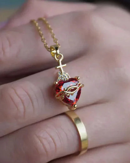 Aurelienna™ Collar del Sagrado Corazón de Jesús con Baño de Oro