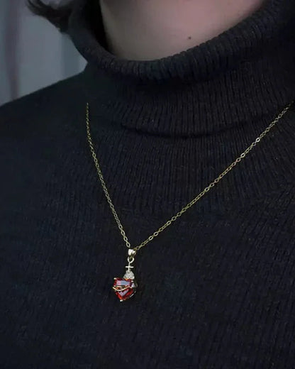 Aurelienna™ Collar del Sagrado Corazón de Jesús con Baño de Oro