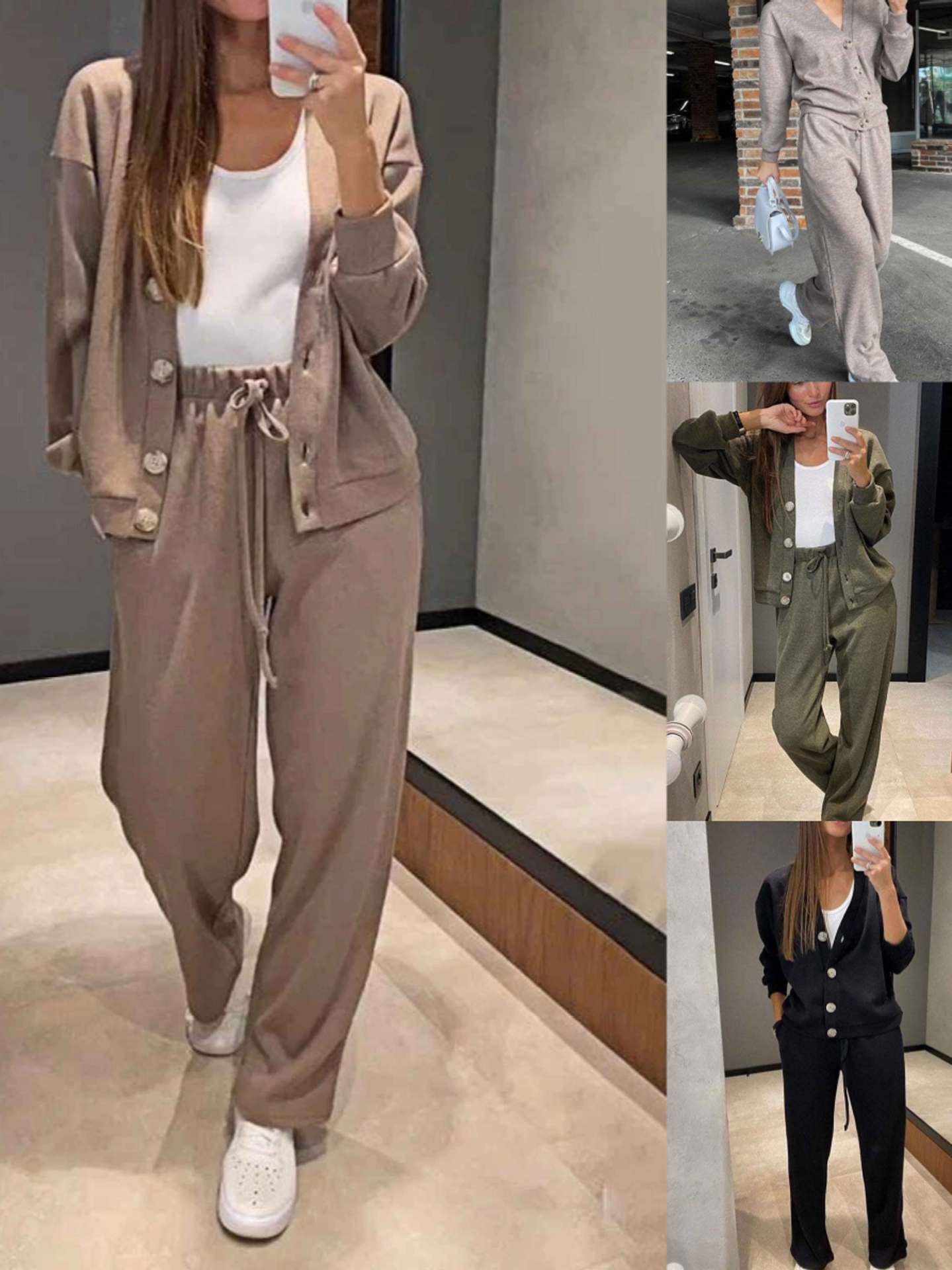 Oristine™ Conjunto de Punto con Cárdigan y Pantalón Giulia