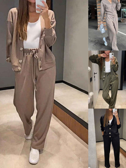 Oristine™ Conjunto de Punto con Cárdigan y Pantalón Giulia