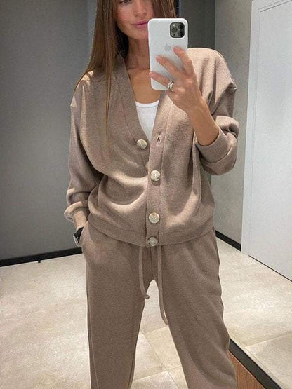 Oristine™ Conjunto de Punto con Cárdigan y Pantalón Giulia