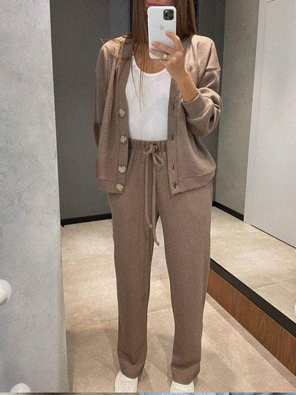 Oristine™ Conjunto de Punto con Cárdigan y Pantalón Giulia