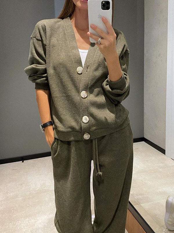 Oristine™ Conjunto de Punto con Cárdigan y Pantalón Giulia