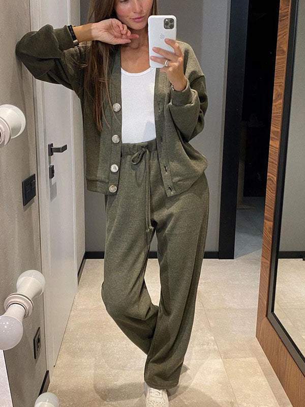 Oristine™ Conjunto de Punto con Cárdigan y Pantalón Giulia