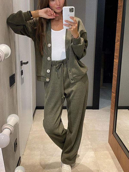 Oristine™ Conjunto de Punto con Cárdigan y Pantalón Giulia
