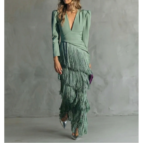 Sienna™ Vestido elegante con mangas de flecos