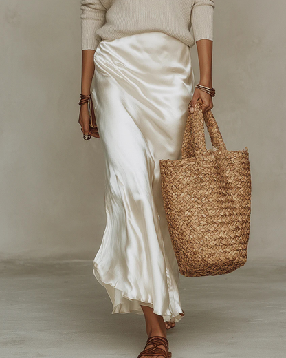 Heather | Vestido Midi Satinado con Suéter Incluido