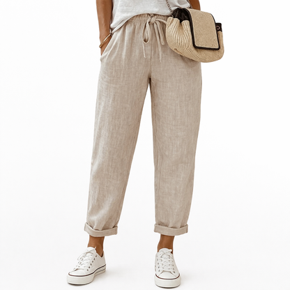 Dorevia™ Pantalones Casuales de Algodón y Lino para Mujer Cómodos y Ligero