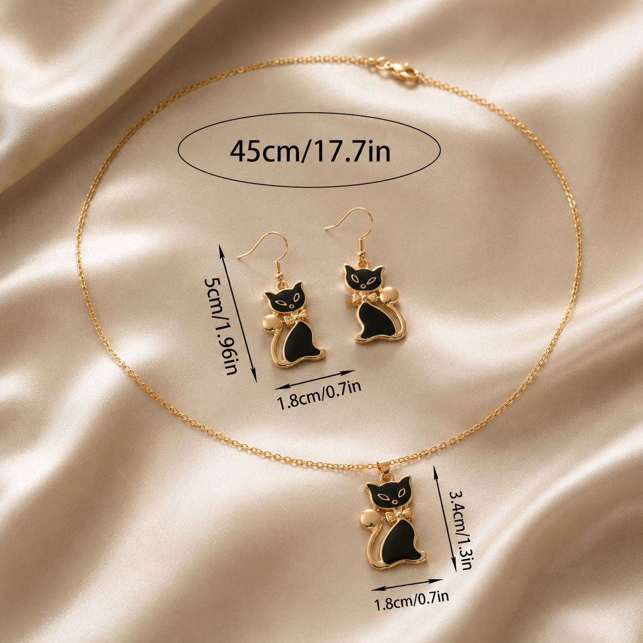 Elin™ Aretes de Gato Negro con Estilo Chic