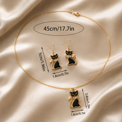 Elin™ Aretes de Gato Negro con Estilo Chic