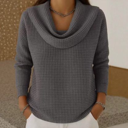 Zuri™ Suéter waffle suave con cuello elegante