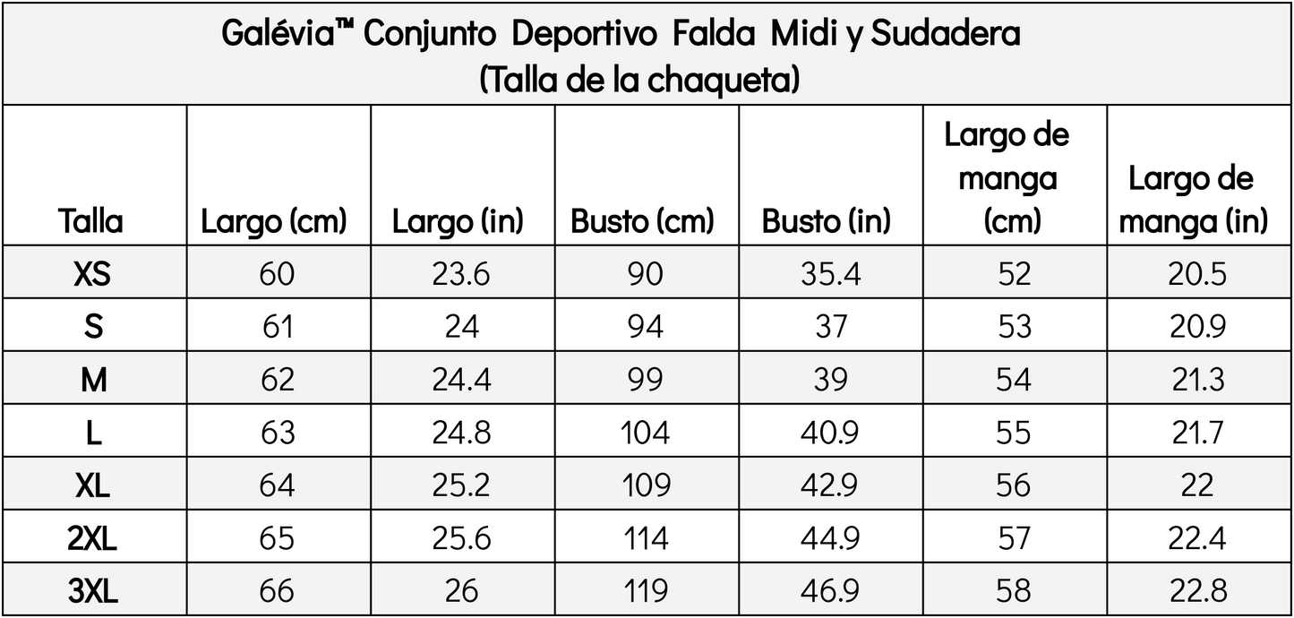Galévia™ Conjunto Deportivo Falda Midi y Sudadera