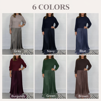 Galira™ Vestido Plisado Elegante para Mujer con Cuello Redondo