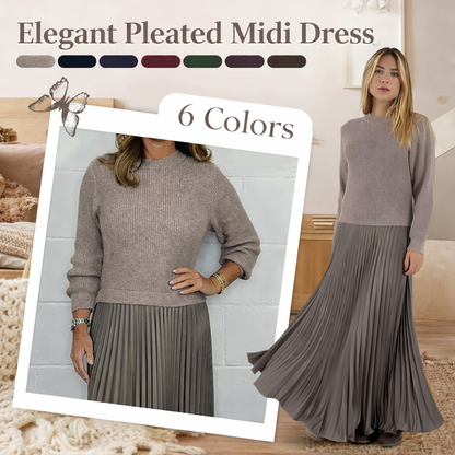 Galira™ Vestido Plisado Elegante para Mujer con Cuello Redondo