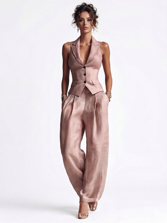 Romira | Conjunto de Chaleco Rosa y Pantalón