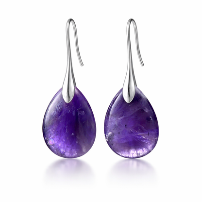 Genira™ Pendientes de Piedra Natural Amatista en Forma de Gota