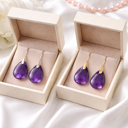 Genira™ Pendientes de Piedra Natural Amatista en Forma de Gota