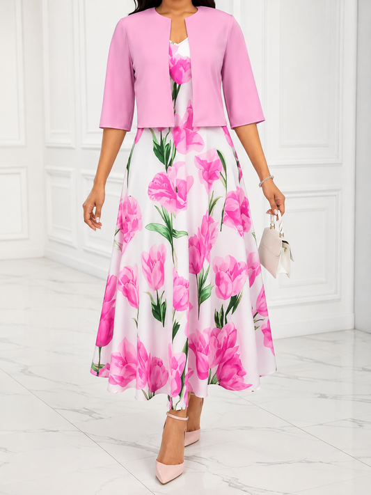 Greyra | Conjunto de Dos Piezas Elegante con Flores