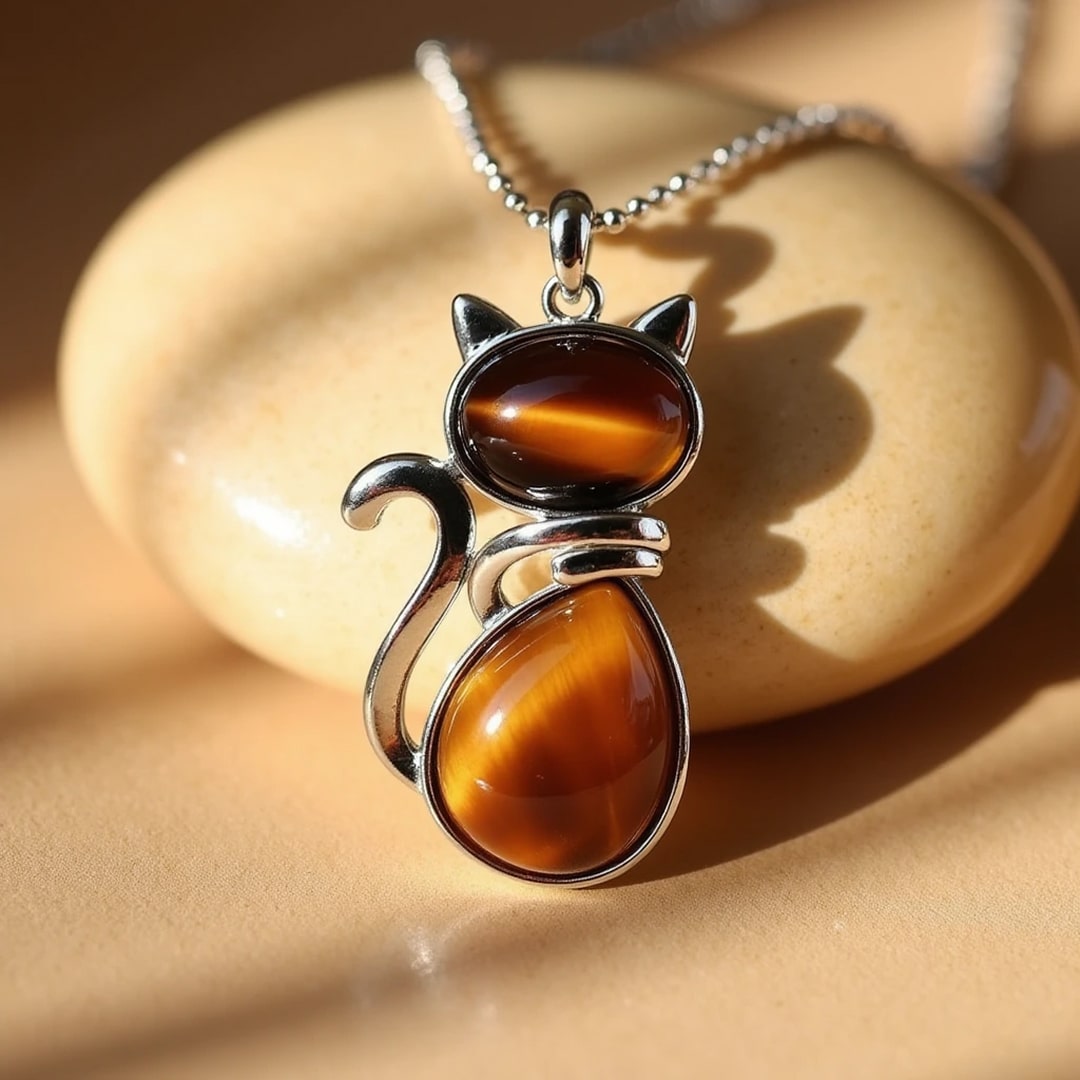 Mewlina™ Colgante Gato Piedra Natural