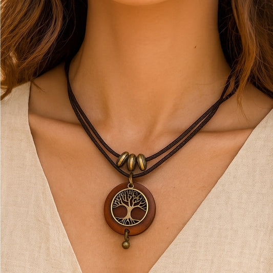 Origen™ Collar Árbol de la Vida en Madera Natural