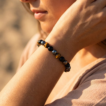 Caryra™ Pulsera "3 Protecciones" en Ojo de Tigre, Hematites y Obsidiana Negra
