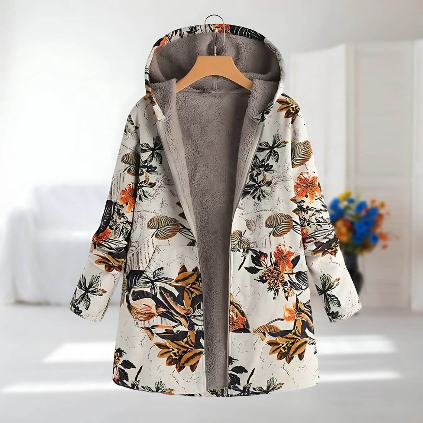 Norielle™ Abrigo Cálido con Estampado Floral para Dama