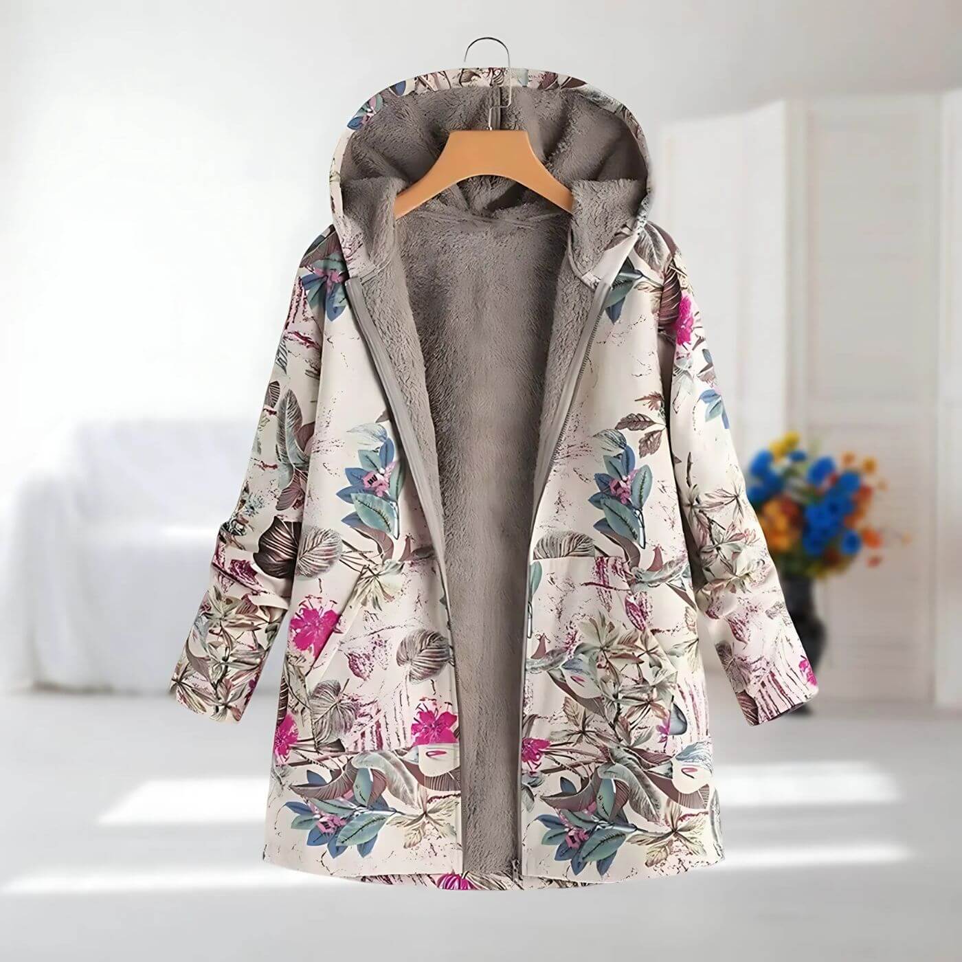 Norielle™ Abrigo Cálido con Estampado Floral para Dama