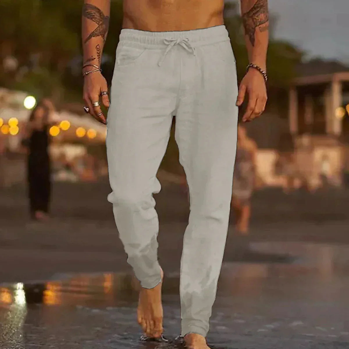 Sorevani™ Pantalón de Lino Playero Ligero y Transpirable