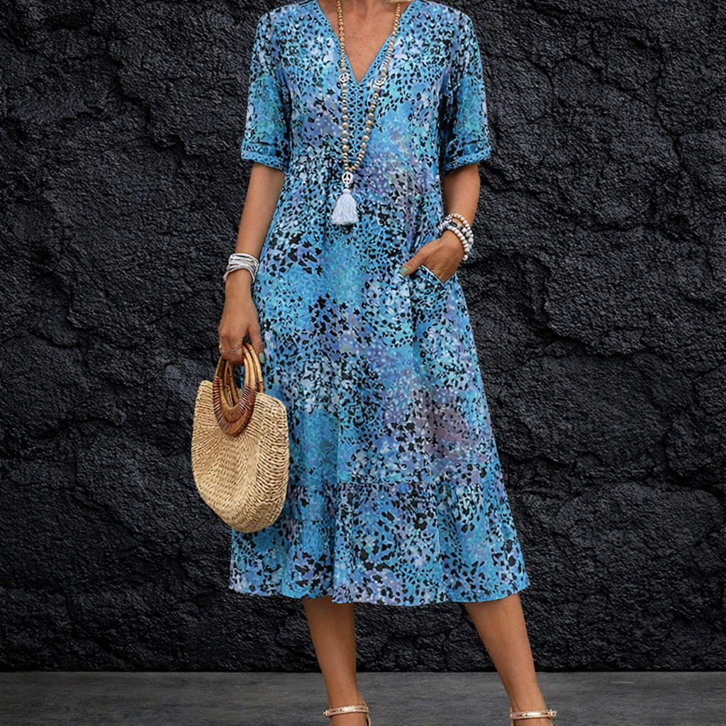 Javessa™ Vestido Midi Vibrante para Mujer con Estilo Llamativo