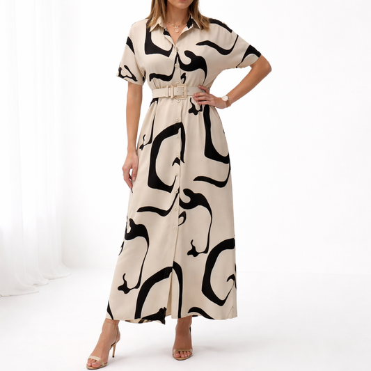 Jolira™ Vestido elegante de cintura ajustada con estampado irregular