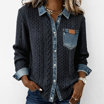 LUMÉRA™ Top de Tejido Patchwork con Detalles en Mezclilla