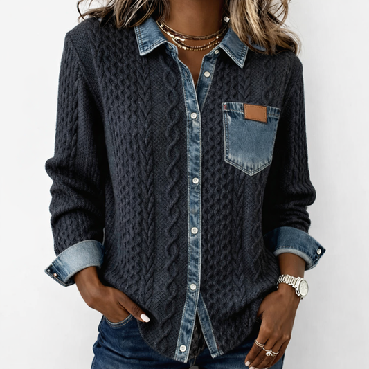 LUMÉRA™ Top de Tejido Patchwork con Detalles en Mezclilla